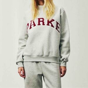 Parke Gray Mockneck Sweatshirt with Maroon Logo